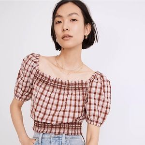 Madewell Seersucker Jeanette Top in Plaid